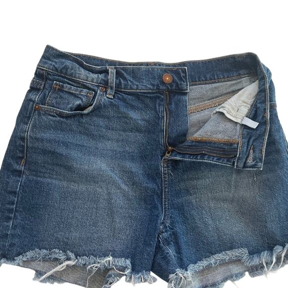 LOFT Mid Rise, Medium Rinse, Frayed, Raw Hem, Denim/Jean Shorts 27 - Picture 4 of 13